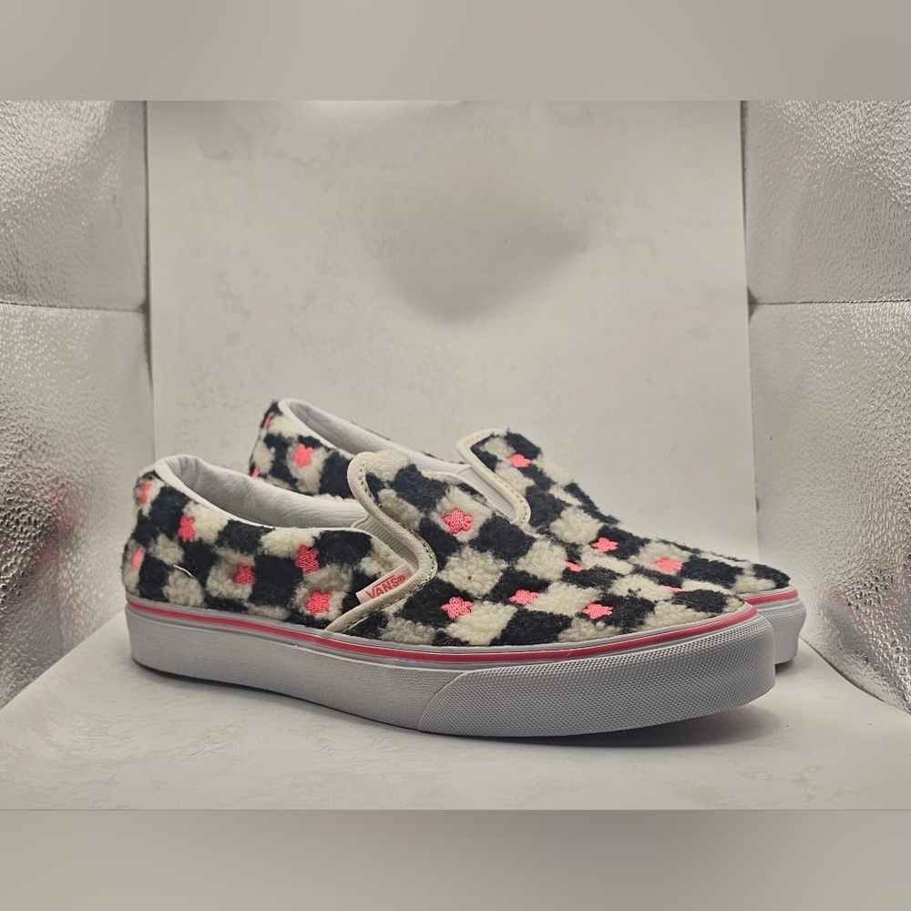 Vans Classic Slip-On Sherpa Checkerboard Pink Floral Sneakers